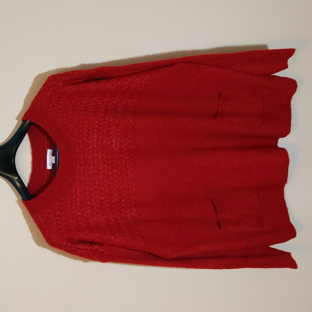 Joe Fresh| NWT Red Knit Sweater Acrylic Blend with Front Pockets